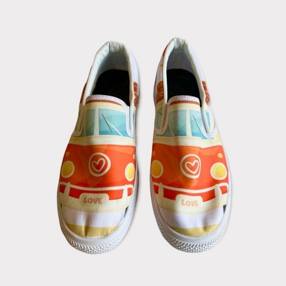 VW Camper Van Inspired Love Bus Slip on Sneakers. Sz 9 - Picture 7 of 9